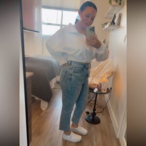 Express Women's Denim Jeans in Light Blue Super High Waisted